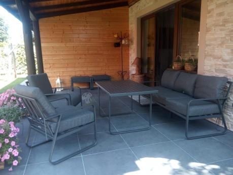 Szary komplet nowoczesnych mebli na taras Ater Dining - Dark Grey