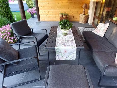 Szary komplet nowoczesnych mebli na taras Ater Dining - Dark Grey