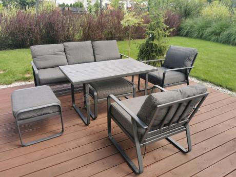 Szary komplet nowoczesnych mebli na taras Ater Dining - Dark Grey