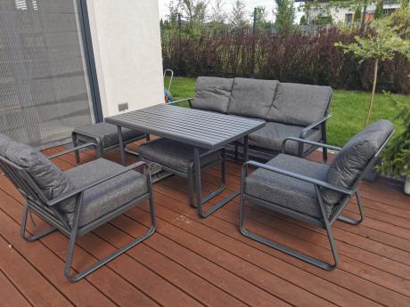 Szary komplet nowoczesnych mebli na taras Ater Dining - Dark Grey