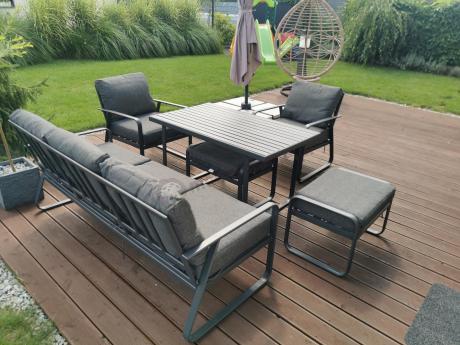 Szary komplet nowoczesnych mebli na taras Ater Dining - Dark Grey
