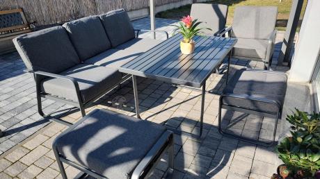 Szary komplet nowoczesnych mebli na taras Ater Dining - Dark Grey
