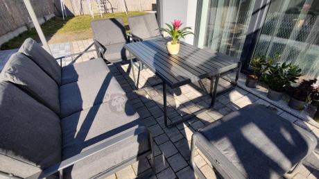 Szary komplet nowoczesnych mebli na taras Ater Dining - Dark Grey