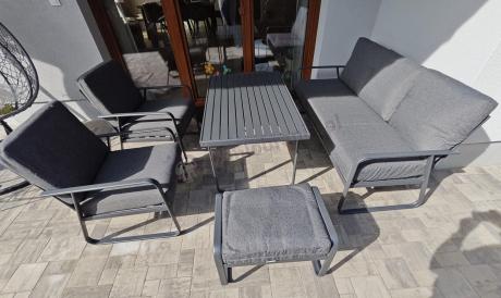 Szary komplet nowoczesnych mebli na taras Ater Dining - Dark Grey