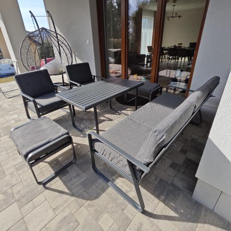 Szary komplet nowoczesnych mebli na taras Ater Dining - Dark Grey