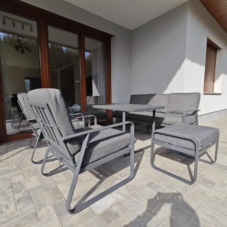 Szary komplet nowoczesnych mebli na taras Ater Dining - Dark Grey