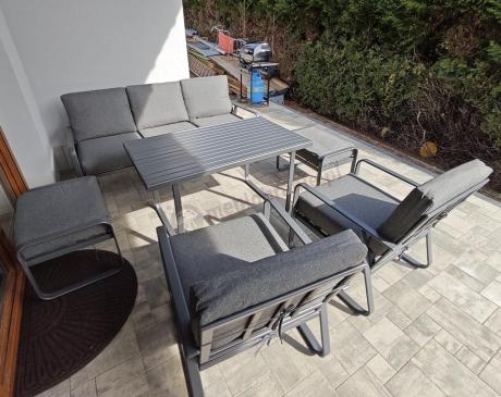 Szary komplet nowoczesnych mebli na taras Ater Dining - Dark Grey