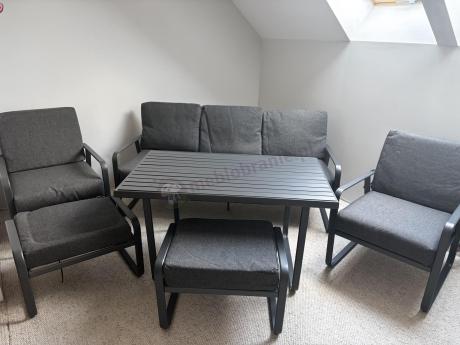 Szary komplet nowoczesnych mebli na taras Ater Dining - Dark Grey