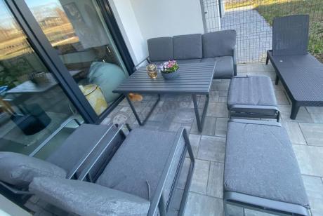Szary komplet nowoczesnych mebli na taras Ater Dining - Dark Grey