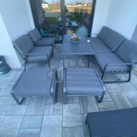 Szary komplet nowoczesnych mebli na taras Ater Dining - Dark Grey