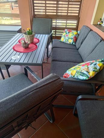 Szary komplet nowoczesnych mebli na taras Ater Dining - Dark Grey