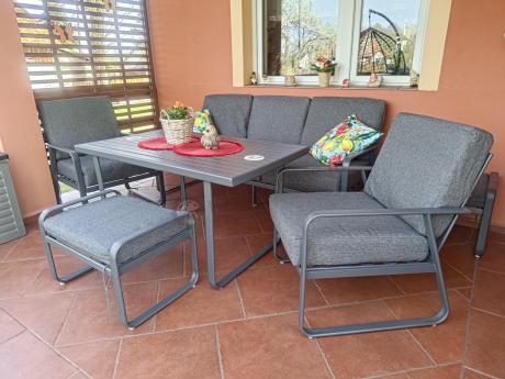 Szary komplet nowoczesnych mebli na taras Ater Dining - Dark Grey