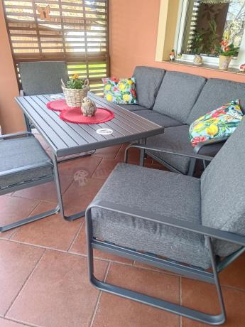 Szary komplet nowoczesnych mebli na taras Ater Dining - Dark Grey