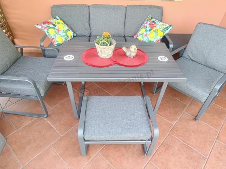 Szary komplet nowoczesnych mebli na taras Ater Dining - Dark Grey