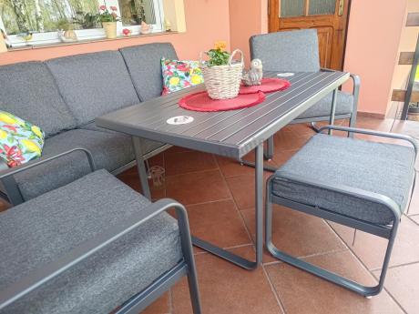 Szary komplet nowoczesnych mebli na taras Ater Dining - Dark Grey
