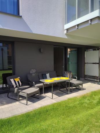 Szary komplet nowoczesnych mebli na taras Ater Dining - Dark Grey