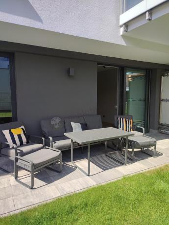 Szary komplet nowoczesnych mebli na taras Ater Dining - Dark Grey