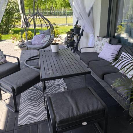 Szary komplet nowoczesnych mebli na taras Ater Dining - Dark Grey