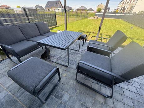 Szary komplet nowoczesnych mebli na taras Ater Dining - Dark Grey