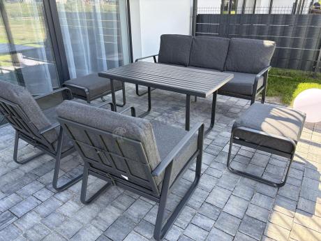 Szary komplet nowoczesnych mebli na taras Ater Dining - Dark Grey