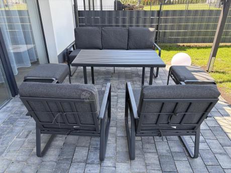 Szary komplet nowoczesnych mebli na taras Ater Dining - Dark Grey