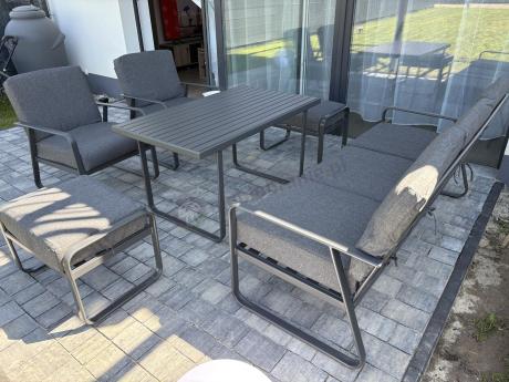 Szary komplet nowoczesnych mebli na taras Ater Dining - Dark Grey