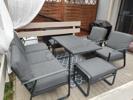 Szary komplet nowoczesnych mebli na taras Ater Dining - Dark Grey