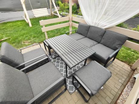 Szary komplet nowoczesnych mebli na taras Ater Dining - Dark Grey