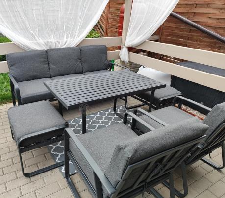 Szary komplet nowoczesnych mebli na taras Ater Dining - Dark Grey