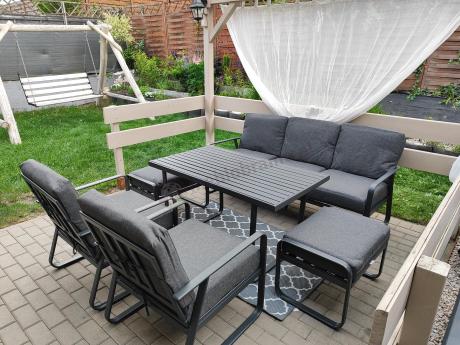 Szary komplet nowoczesnych mebli na taras Ater Dining - Dark Grey