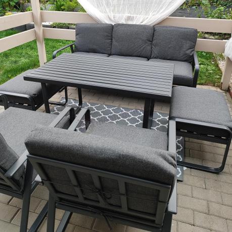 Szary komplet nowoczesnych mebli na taras Ater Dining - Dark Grey