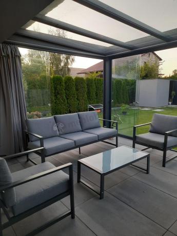 Szary komplet ogrodowy z sofą 199cm i 2 fotelami Vilde Grey