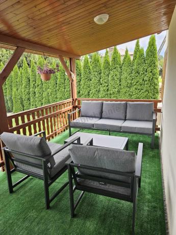 Szary komplet ogrodowy z sofą 199cm i 2 fotelami Vilde Grey