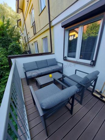 Szary komplet ogrodowy z sofą 199cm i 2 fotelami Vilde Grey