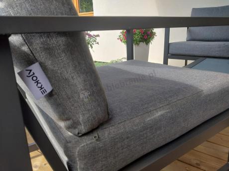 Szary komplet ogrodowy z sofą 199cm i 2 fotelami Vilde Grey