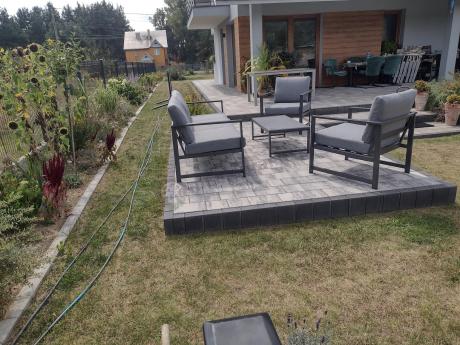 Szary komplet ogrodowy z sofą 199cm i 2 fotelami Vilde Grey