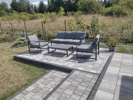 Szary komplet ogrodowy z sofą 199cm i 2 fotelami Vilde Grey