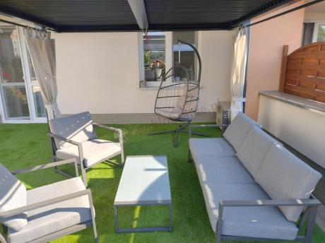 Szary komplet ogrodowy z sofą 199cm i 2 fotelami Vilde Grey