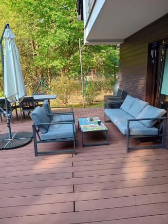 Szary komplet ogrodowy z sofą 199cm i 2 fotelami Vilde Grey