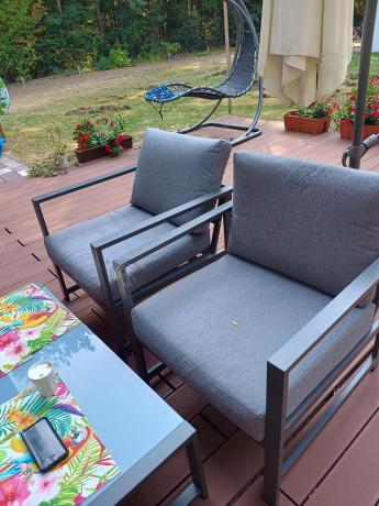 Szary komplet ogrodowy z sofą 199cm i 2 fotelami Vilde Grey