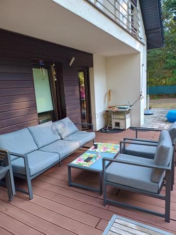 Szary komplet ogrodowy z sofą 199cm i 2 fotelami Vilde Grey