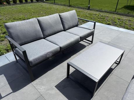 Szary komplet ogrodowy z sofą 199cm i 2 fotelami Vilde Grey
