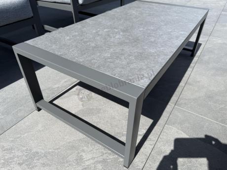 Szary komplet ogrodowy z sofą 199cm i 2 fotelami Vilde Grey