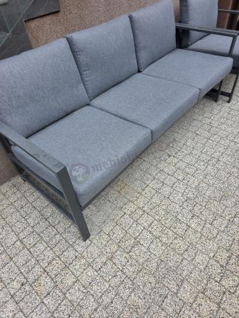Szary komplet ogrodowy z sofą 199cm i 2 fotelami Vilde Grey