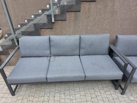 Szary komplet ogrodowy z sofą 199cm i 2 fotelami Vilde Grey