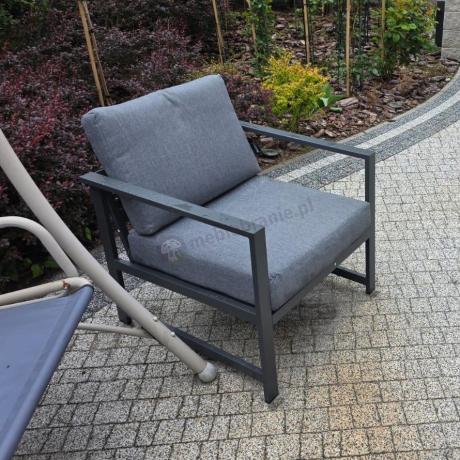 Szary komplet ogrodowy z sofą 199cm i 2 fotelami Vilde Grey