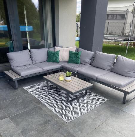Szary modułowy narożnik na taras 280x220cm Panaon GG