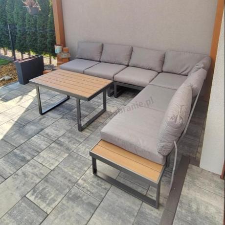 Szary modułowy narożnik na taras 280x220cm Panaon Grey Teak