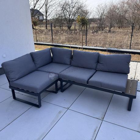 Szary modułowy narożnik na taras 280x220cm Panaon Grey Teak