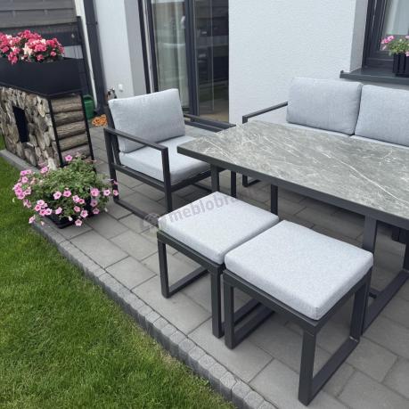 Szary modułowy narożnik na taras Kari - aluminiowy stelaż